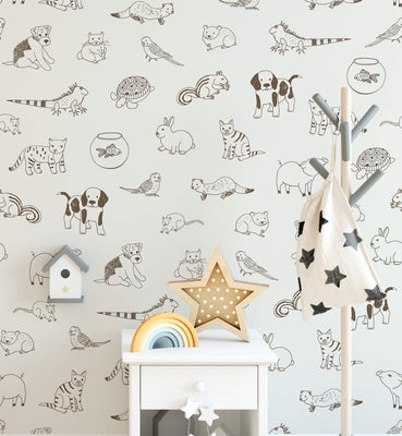 Brown Animals Sketch Wallpaper