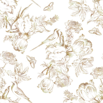 Chinoiserie Bird Watercolor Wallpaper