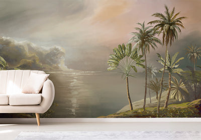 River With Palm Trees Wallpaper