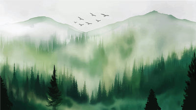 Winter Forest Mountain Tree Wallpaper