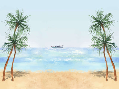 Tropical Palm Tree Sandy Beach Wallpaper