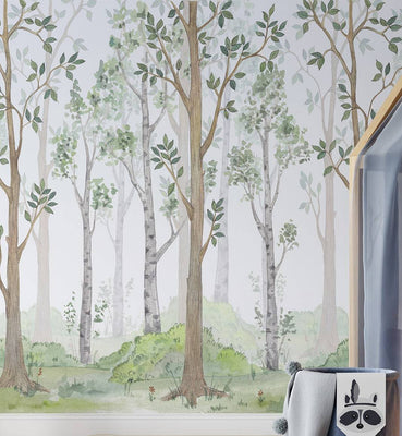 Woodland Forest Tree Wallpaper for Kids Room 