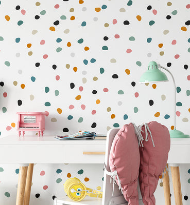 Abstract Dots Watercolor Wallpaper for Kids Room