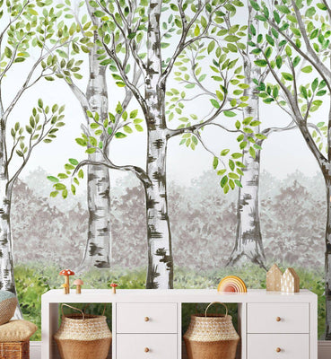 Watercolor Birch Grove - Walltrendz