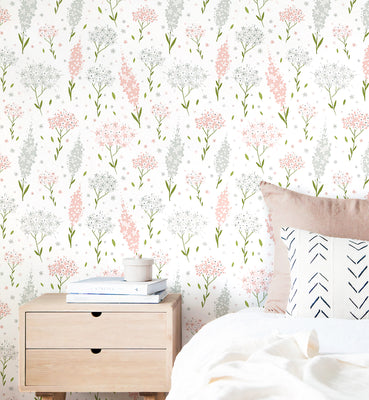 Floral Pink Leaves Wallpaper