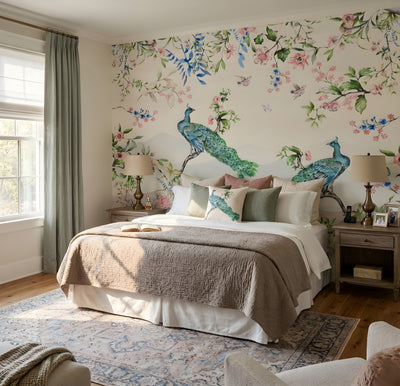 French Chinoiserie Watercolor Wallpaper