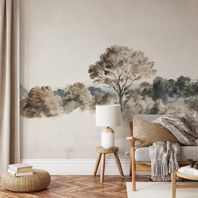 Antique Rustic Landscape Wallpaper