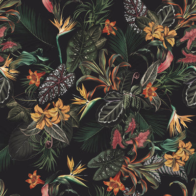 Tropical Midnight Jungle Wallpaper