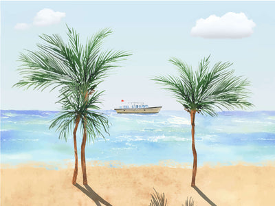 Watercolor Summer Beach Wallpaper