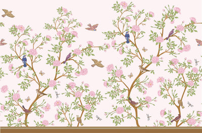 Cherry Blossom Branches Chinoiserie Wallpaper