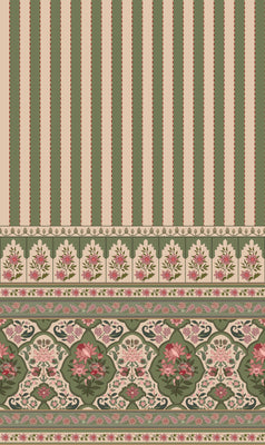 Vintage Floral Stripe Wallpaper