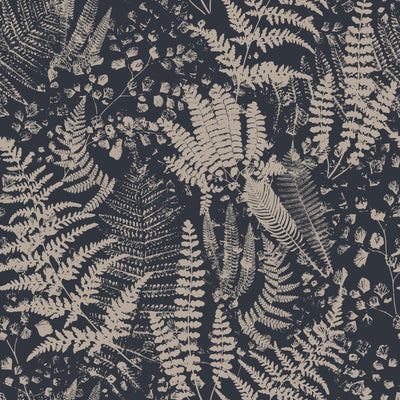 Botanical Golden Fern Pattern Wallpaper