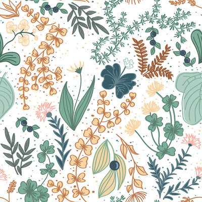Herbs Flowers Seamless  Pattern Wallpaper