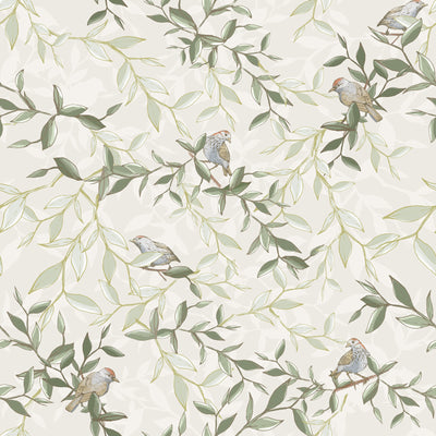 Elegant Chinoiserie Bird Wallpaper