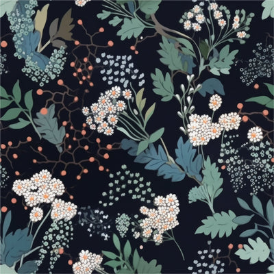 Midnight Botanical Garden Wallpaper