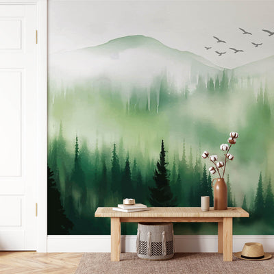 Winter Forest Mountain Tree Wallpaper